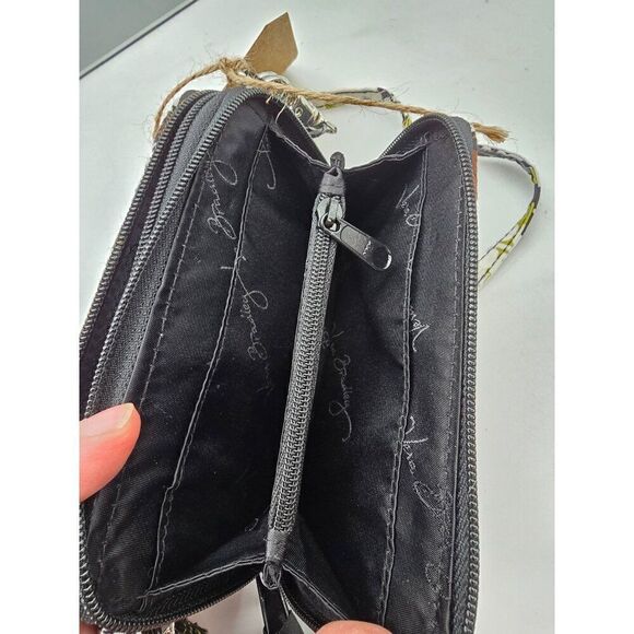 Vera Bradley Crossbody Wristlet Wallet - Black & White Floral Pattern Cocoa moss - Picture 10 of 10